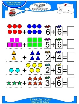 Çocuklar İçin toplam işlemi yaprak testleri 